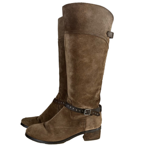 Marc Fisher Women’s Calf Suede Tall Shaft Boots Size 7.5M TINI Brown Tan Boho